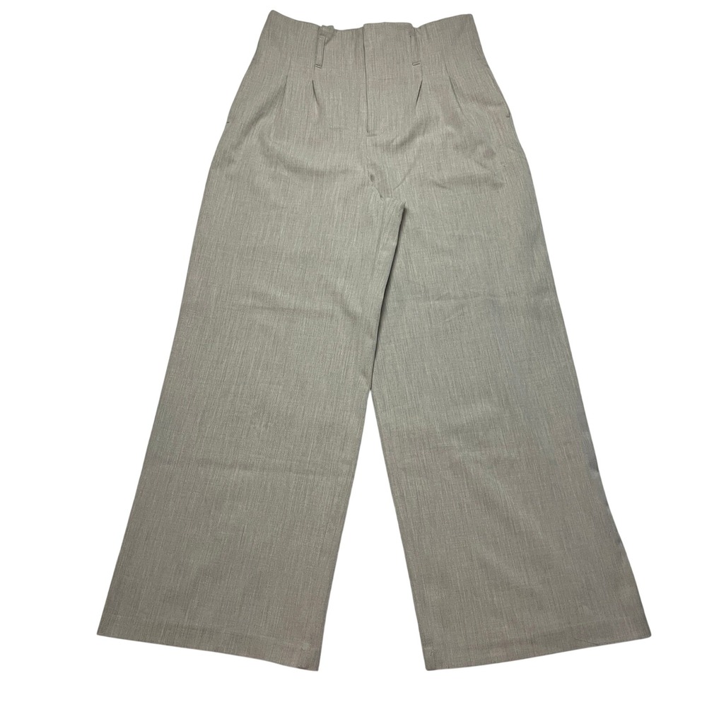 Nine West Pants Womens M Tan Wide Leg High Waist Pleated Work‎ Career Trousers